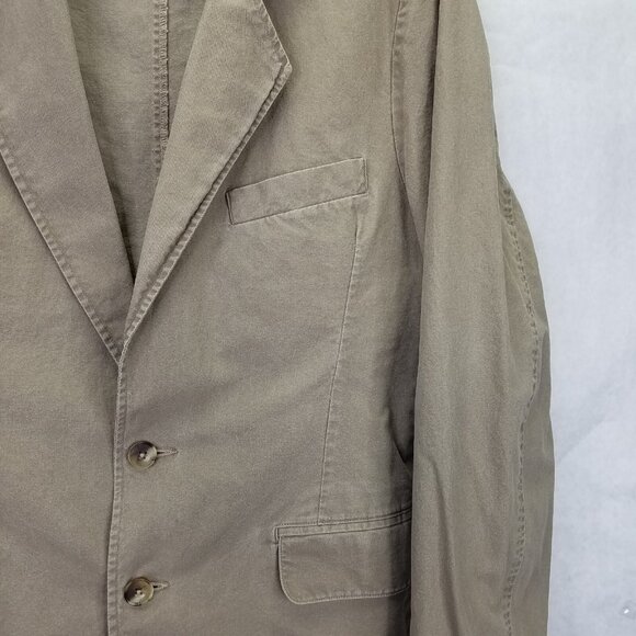LL Bean Sport Coat Mens 40R Khaki Safari 2 Button Cotton Unlined Blazer Jacket - Picture 9 of 16